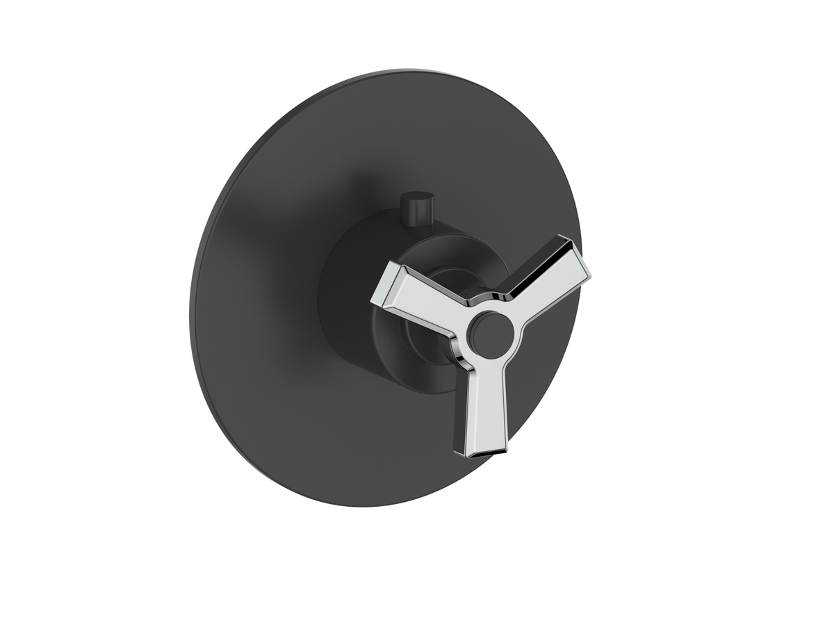 Vogt Zehn Trim for 3/4" High-Flow TH Valve - 3-Spoke Handle (Z3) / Chrome/Matte Black