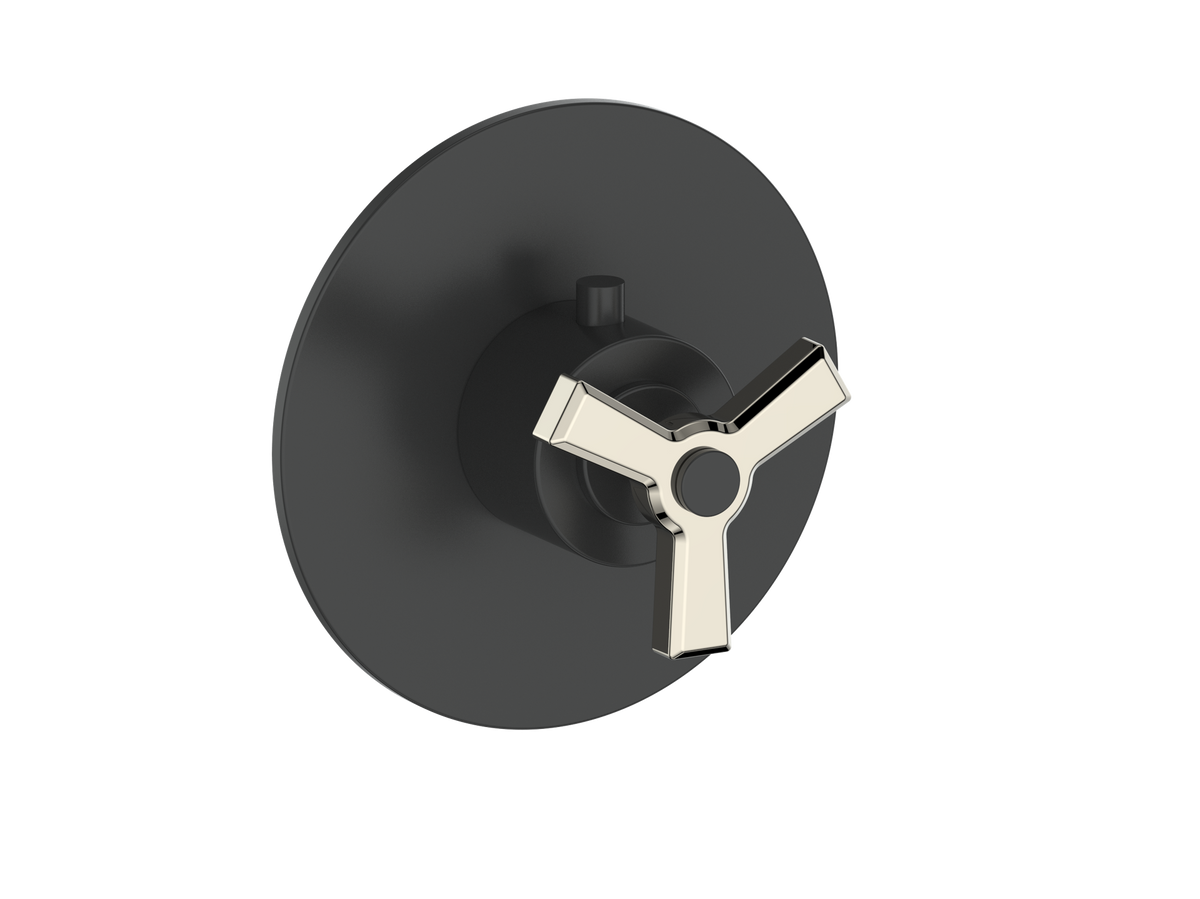 Vogt Zehn Trim for 3/4" High-Flow TH Valve - 3-Spoke Handle (Z3) / Polished Nickel/Matte Black