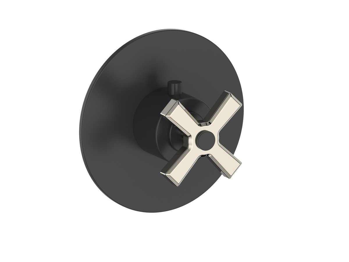 Vogt Zehn Trim for 3/4" High-Flow TH Valve - 4-Spoke Handle (Z4) / Polished Nickel/Matte Black