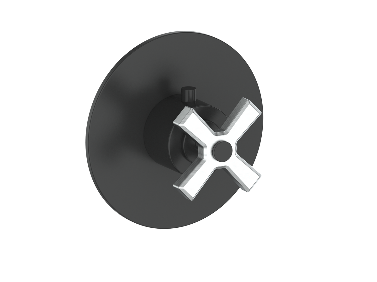 Vogt Zehn Trim for 3/4" High-Flow TH Valve - 4-Spoke Handle (Z4) / Stainless Steel/Matte Black