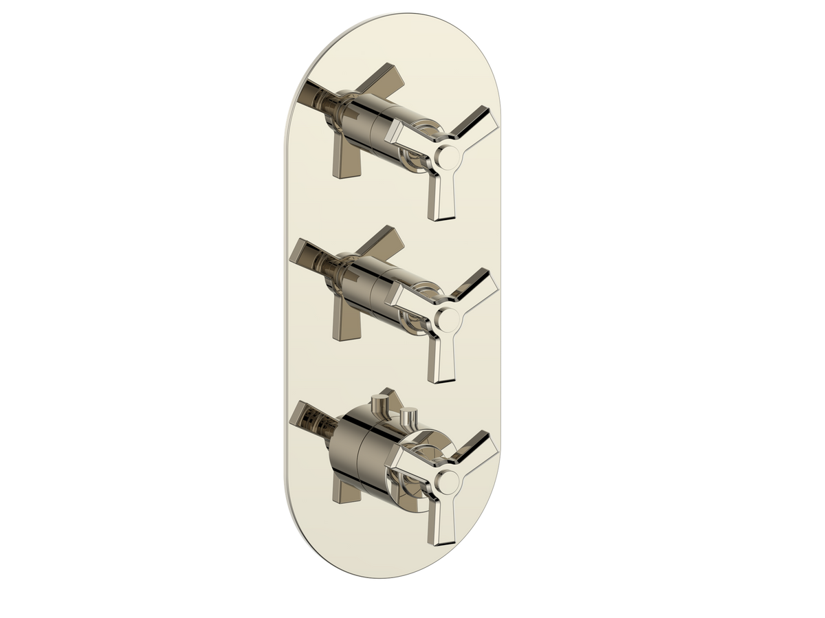 Vogt Zehn Trim for 3/4" High-Flow TH Valve with 2 Stops - 3-Spoke Handle (Z3) / Polished Nickel