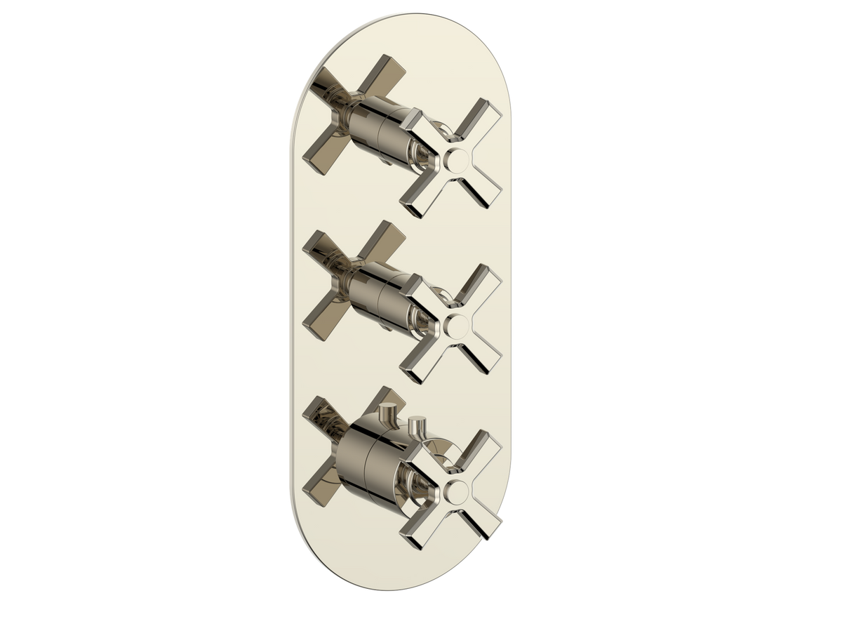 Vogt Zehn Trim for 3/4" High-Flow TH Valve with 2 Stops - 4-Spoke Handle (Z4) / Polished Nickel