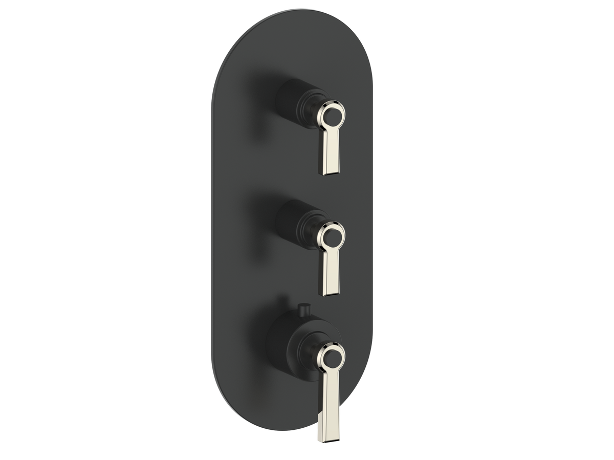 Vogt Zehn Trim for 3/4" High-Flow TH Valve with 2 Stops - Lever Handle (Z1) / Polished Nickel/Matte Black