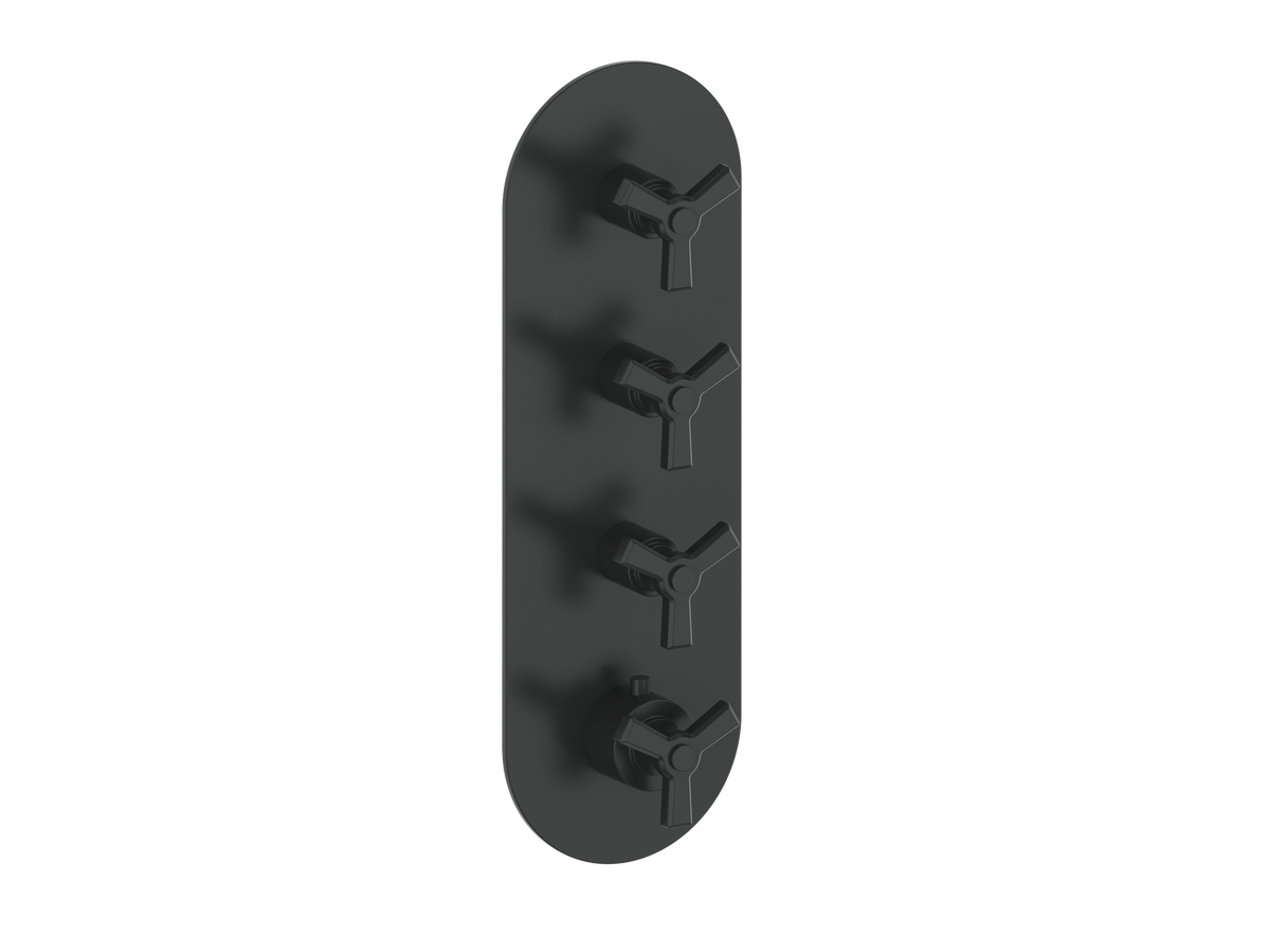 Vogt Zehn Trim for 3/4" High-Flow TH Valve with 3 Stops - 3-Spoke Handle (Z3) / Matte Black