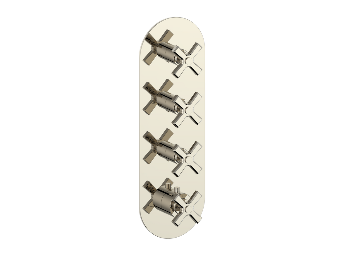 Vogt Zehn Trim for 3/4" High-Flow TH Valve with 3 Stops - 4-Spoke Handle (Z4) / Polished Nickel