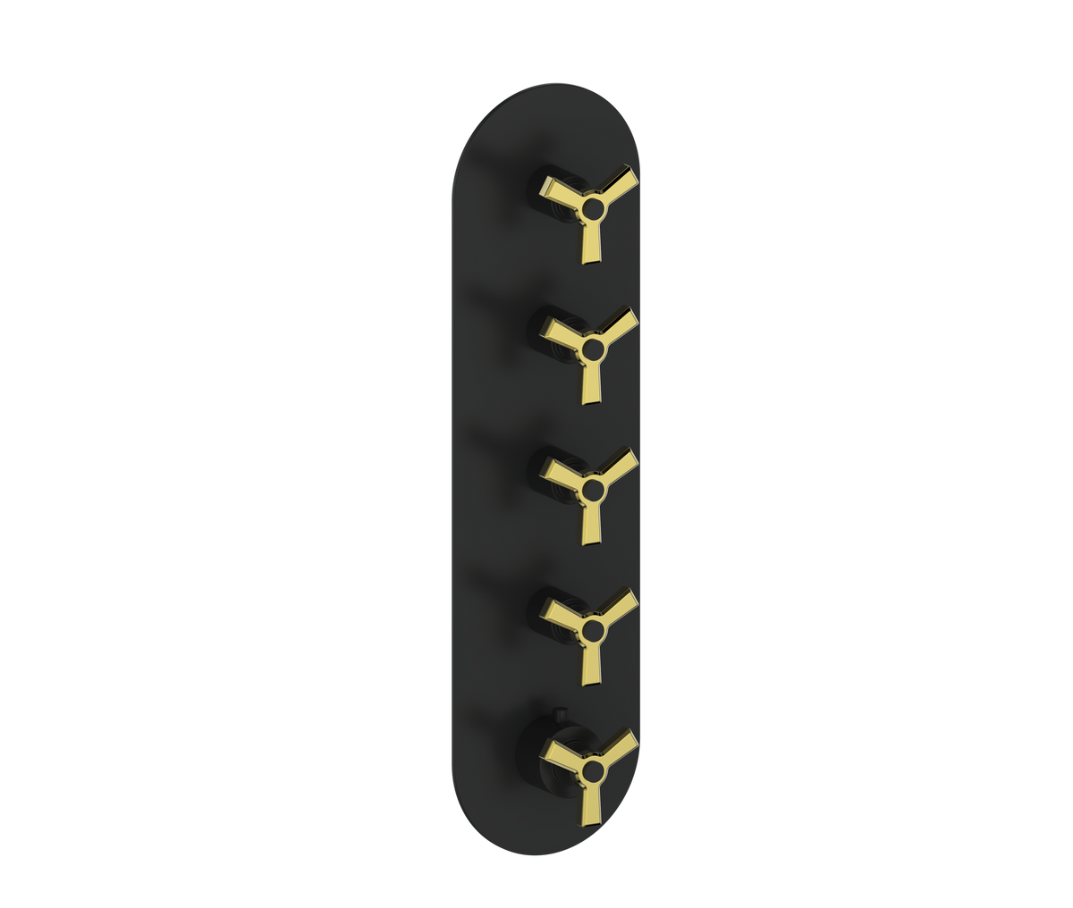 Vogt Zehn Trim for 3/4" High-Flow TH Valve with 4 Stops - 3-Spoke Handle (Z3) / Brushed Gold/Matte Black