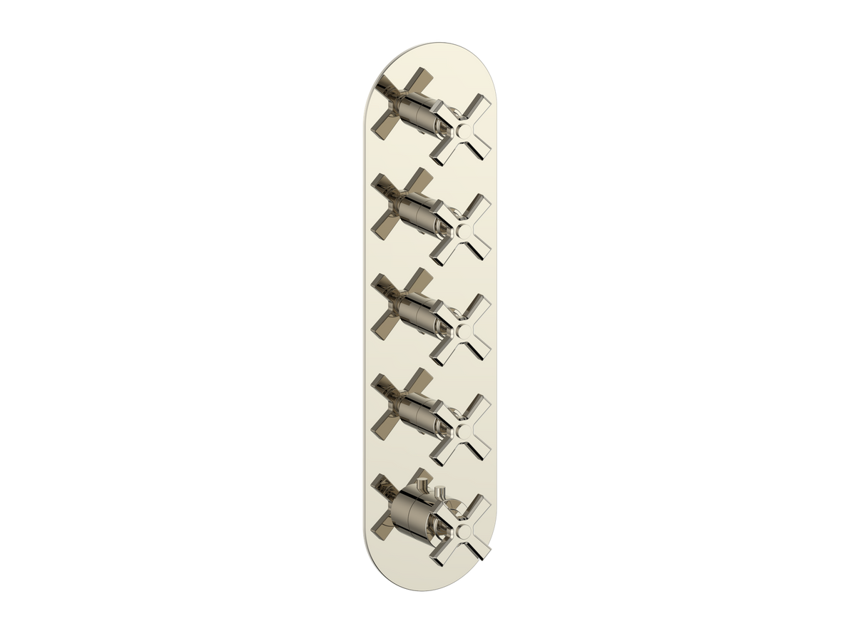 Vogt Zehn Trim for 3/4" High-Flow TH Valve with 4 Stops - 4-Spoke Handle (Z4) / Polished Nickel