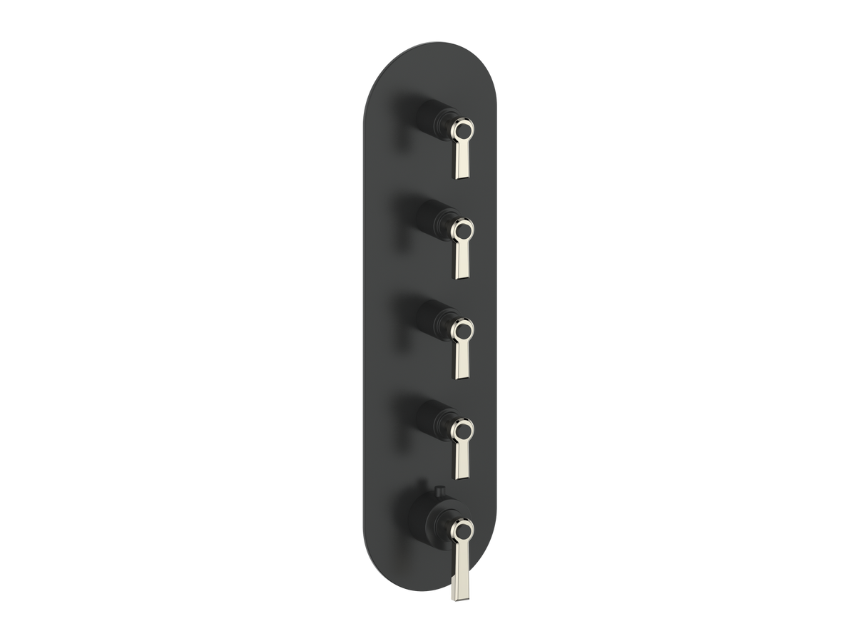 Vogt Zehn Trim for 3/4" High-Flow TH Valve with 4 Stops - Lever Handle (Z1) / Polished Nickel/Matte Black