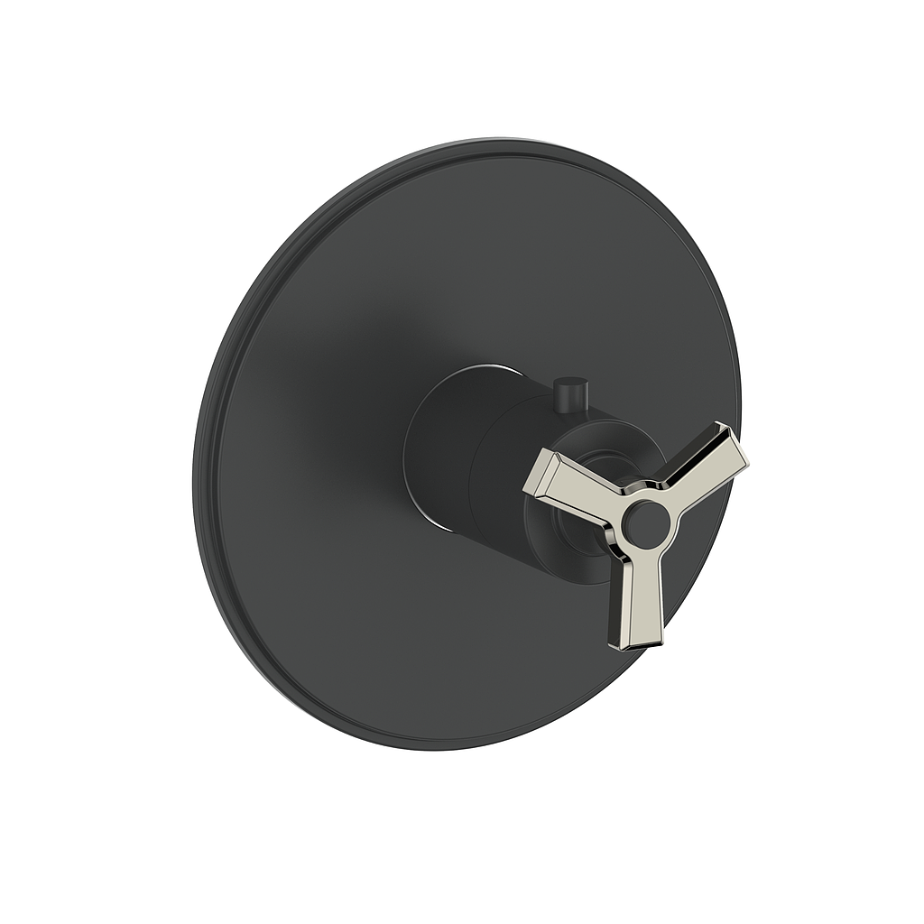 Vogt Zehn Trim for 3/4" TH Valve - 3-Spoke Handle (Z3) / Polished Nickel/Matte Black