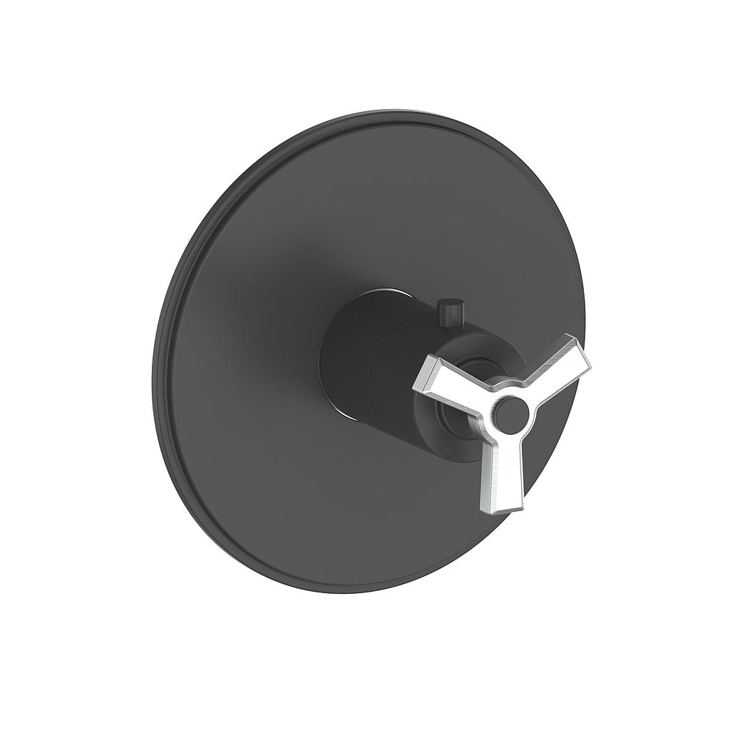 Vogt Zehn Trim for 3/4" TH Valve - 3-Spoke Handle (Z3) / Stainless Steel/Matte Black