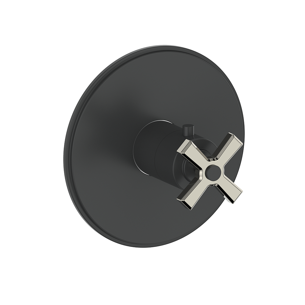 Vogt Zehn Trim for 3/4" TH Valve - 4-Spoke Handle (Z4) / Polished Nickel/Matte Black