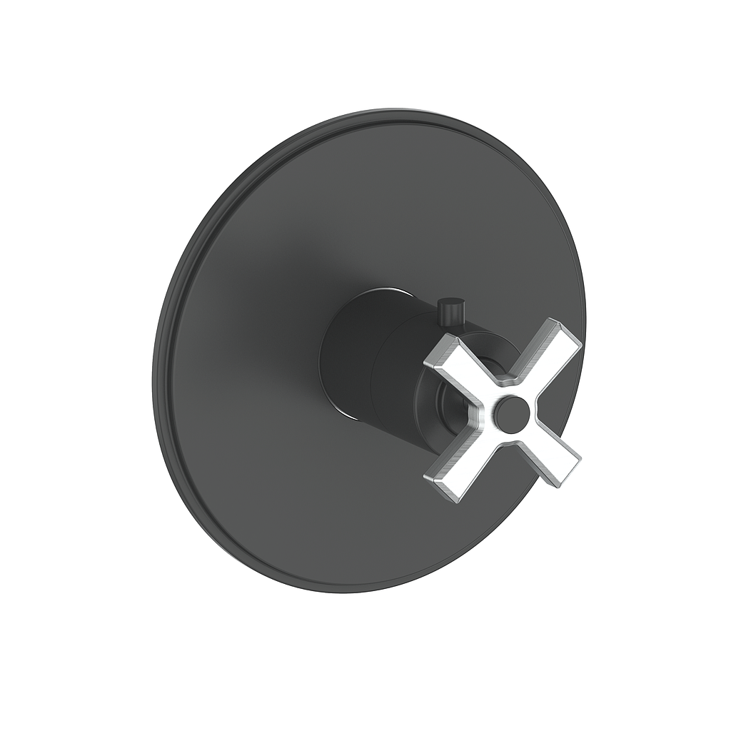 Vogt Zehn Trim for 3/4" TH Valve - 4-Spoke Handle (Z4) / Stainless Steel/Matte Black