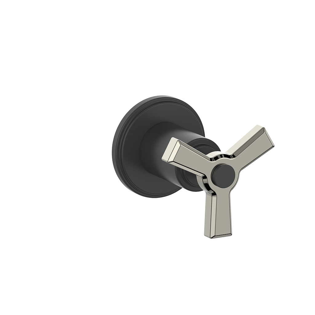 Vogt Zehn Trim for 3/4" Volume Control - 3-Spoke Handle (Z3) / Polished Nickel/Matte Black
