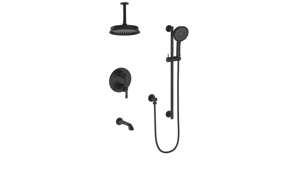Vogt Zehn Trim for 3-Way TH Shower Kit with 6" Ceiling Arm - Lever Handle (Z1) / Matte Black