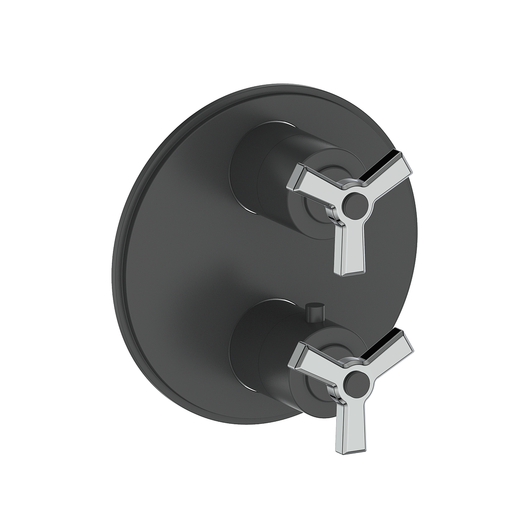 Vogt Zehn Trim for 3-Way TH Valve - 3-Spoke Handle (Z3) / Chrome/Matte Black