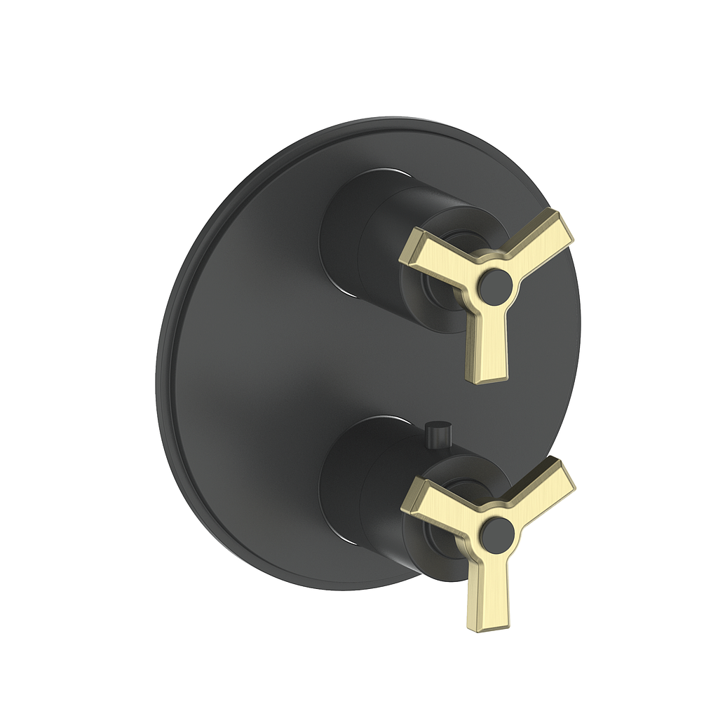 Vogt Zehn Trim for 3-Way TH Valve - 3-Spoke Handle (Z3) / Brushed Gold/Matte Black