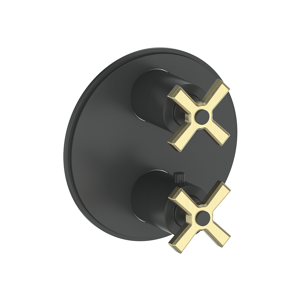 Vogt Zehn Trim for 3-Way TH Valve - 4-Spoke Handle (Z4) / Brushed Gold/Matte Black