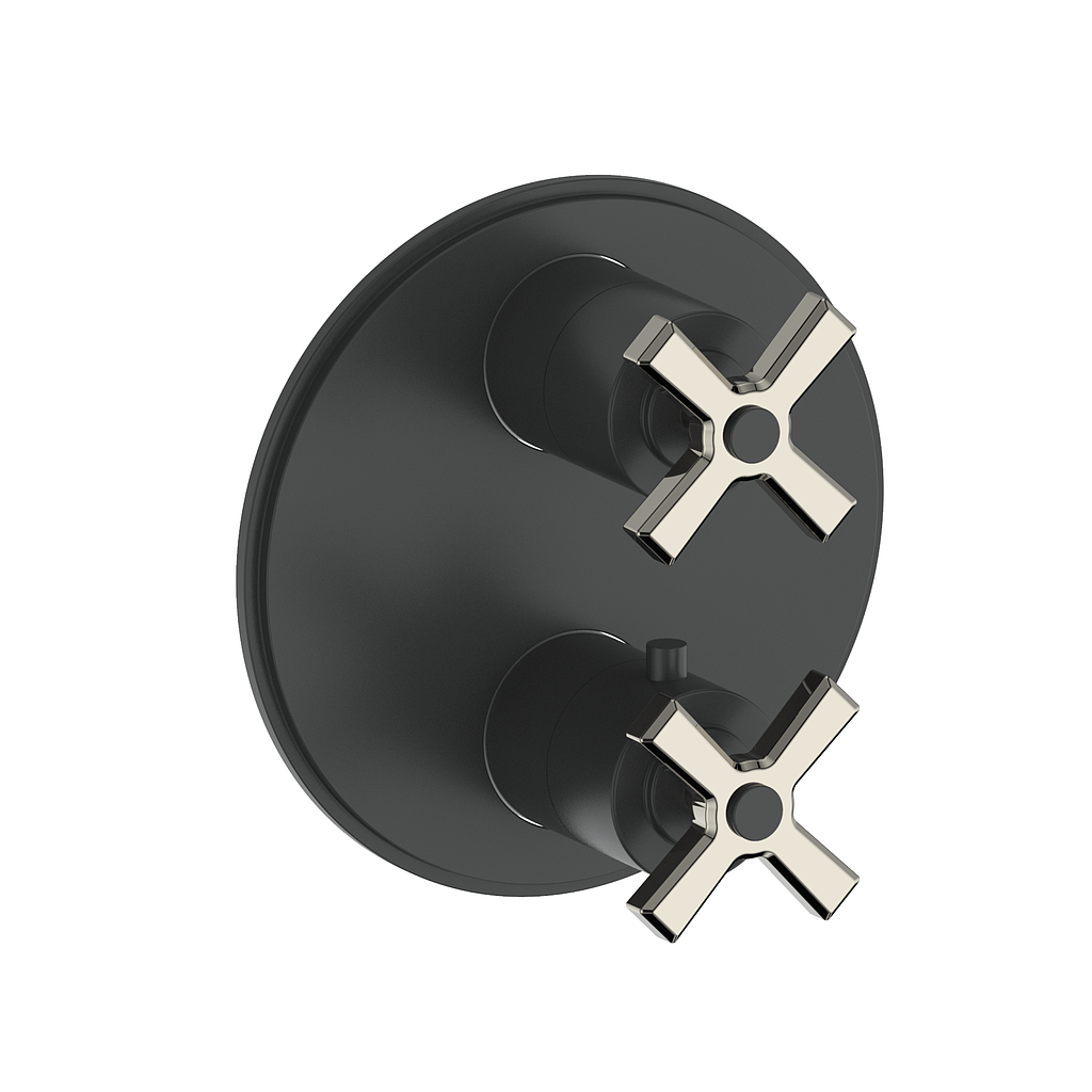 Vogt Zehn Trim for 3-Way TH Valve - 4-Spoke Handle (Z4) / Polished Nickel/Matte Black