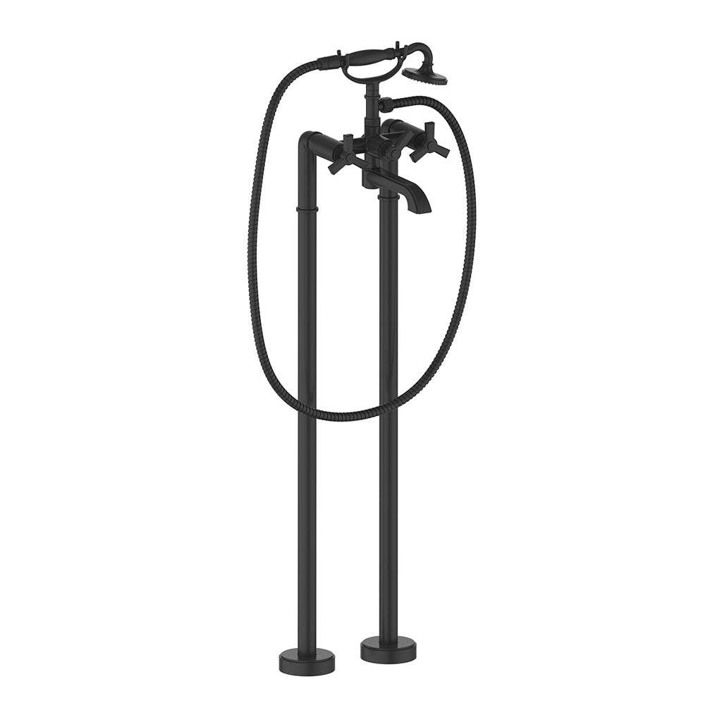 Vogt Zehn Trim for Floor Mount Tub Filler - 3-Spoke Handle (Z3) / Matte Black