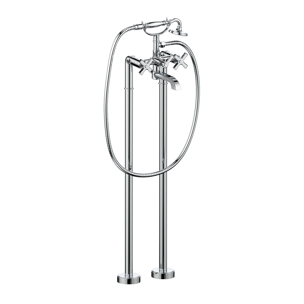 Vogt Zehn Trim for Floor Mount Tub Filler - 4-Spoke Handle (Z4) / Chrome