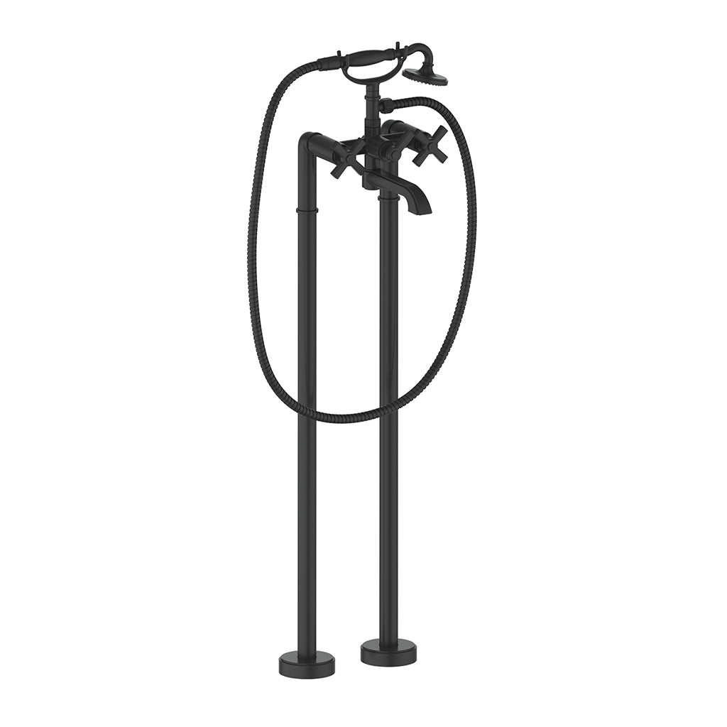 Vogt Zehn Trim for Floor Mount Tub Filler - 4-Spoke Handle (Z4) / Matte Black