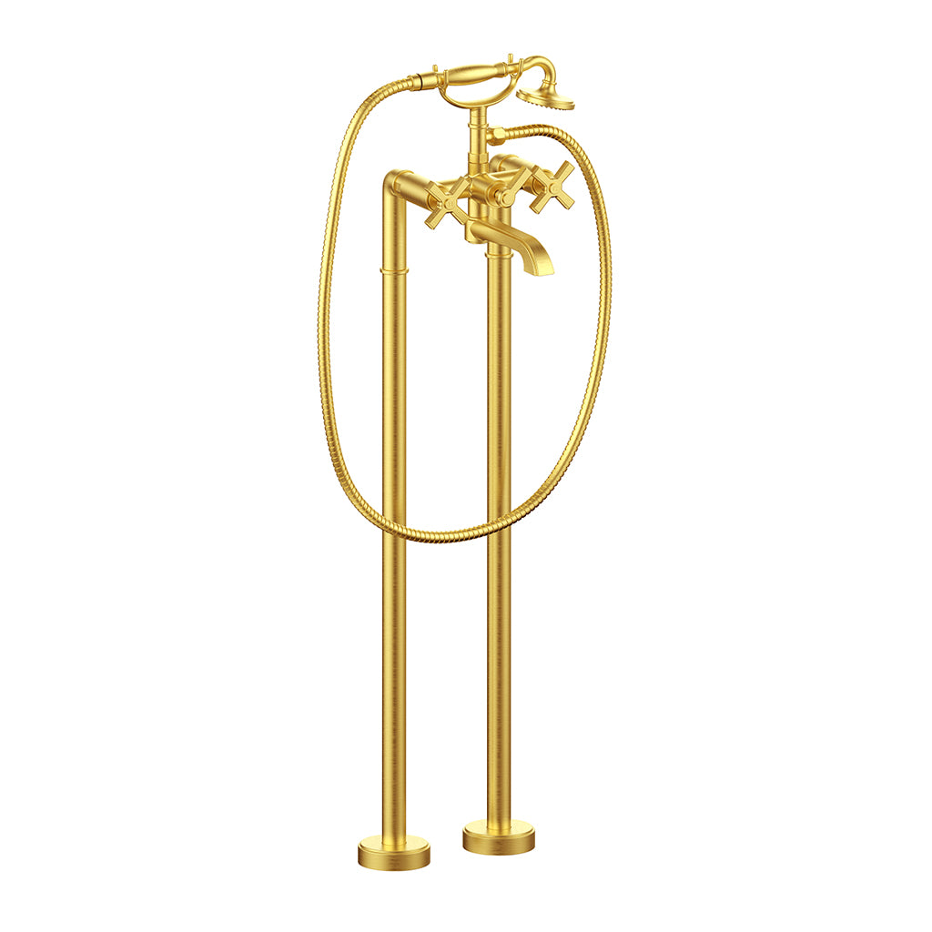 Vogt Zehn Trim for Floor Mount Tub Filler - 4-Spoke Handle (Z4) / Brushed Gold