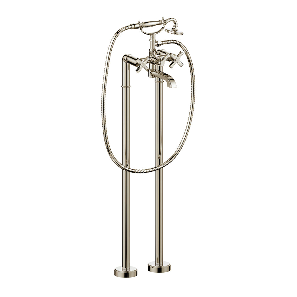 Vogt Zehn Trim for Floor Mount Tub Filler - 4-Spoke Handle (Z4) / Polished Nickel
