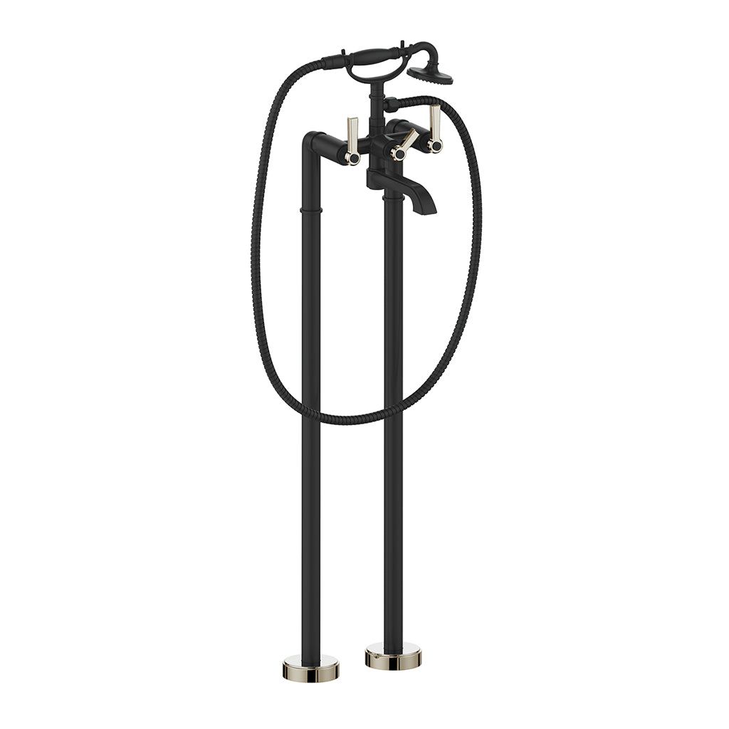 Vogt Zehn Trim for Floor Mount Tub Filler - Lever Handle (Z1) / Polished Nickel/Matte Black