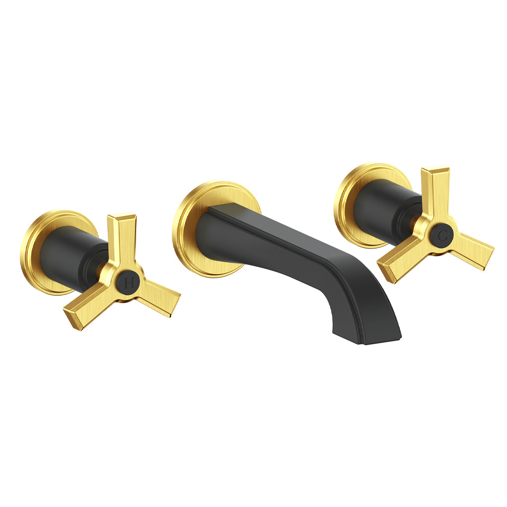 Vogt Zehn Trim for Wall Mount Lavatory Faucet - 3-Spoke Handle (Z3) / Brushed Gold/Matte Black