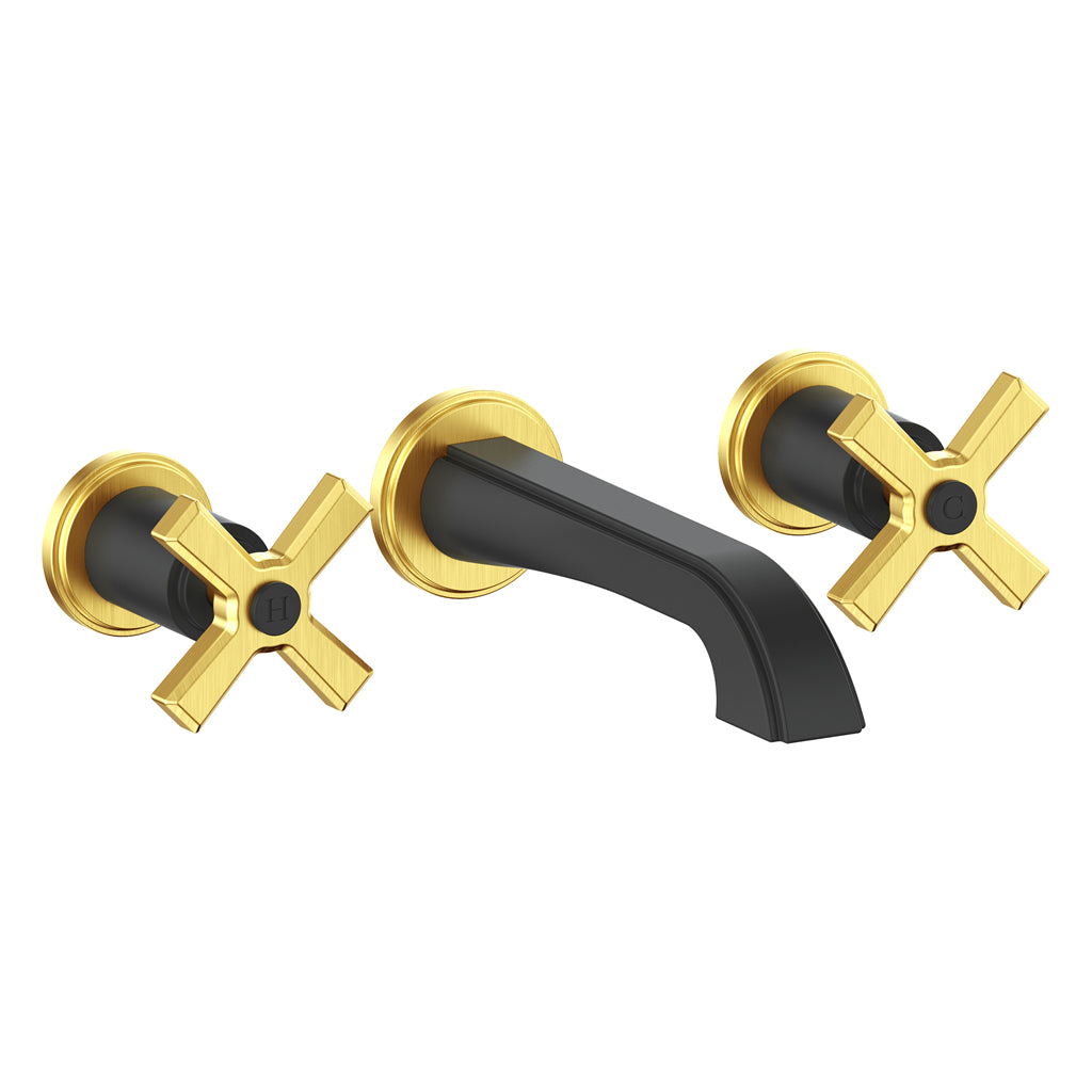 Vogt Zehn Trim for Wall Mount Lavatory Faucet - 4-Spoke Handle (Z4) / Brushed Gold/Matte Black