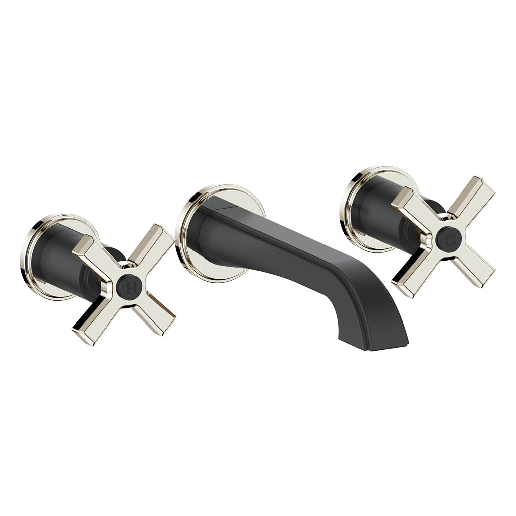 Vogt Zehn Trim for Wall Mount Lavatory Faucet - 4-Spoke Handle (Z4) / Polished Nickel/Matte Black
