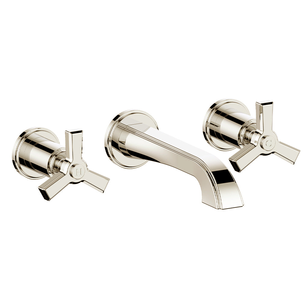 Vogt Zehn Wall Mount Lavatory Faucet - 3-Spoke Handle (Z3) / Polished Nickel