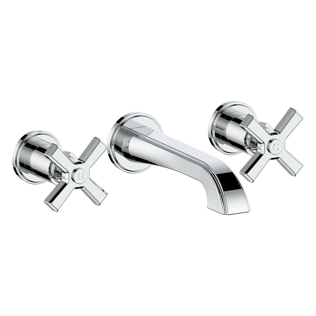 Vogt Zehn Wall Mount Lavatory Faucet - 4-Spoke Handle (Z4) / Chrome