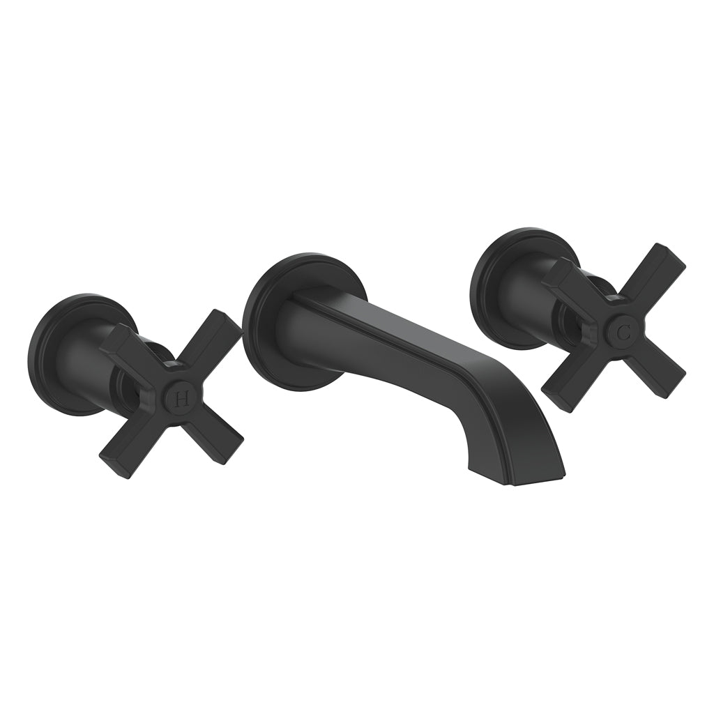 Vogt Zehn Wall Mount Lavatory Faucet - 4-Spoke Handle (Z4) / Matte Black