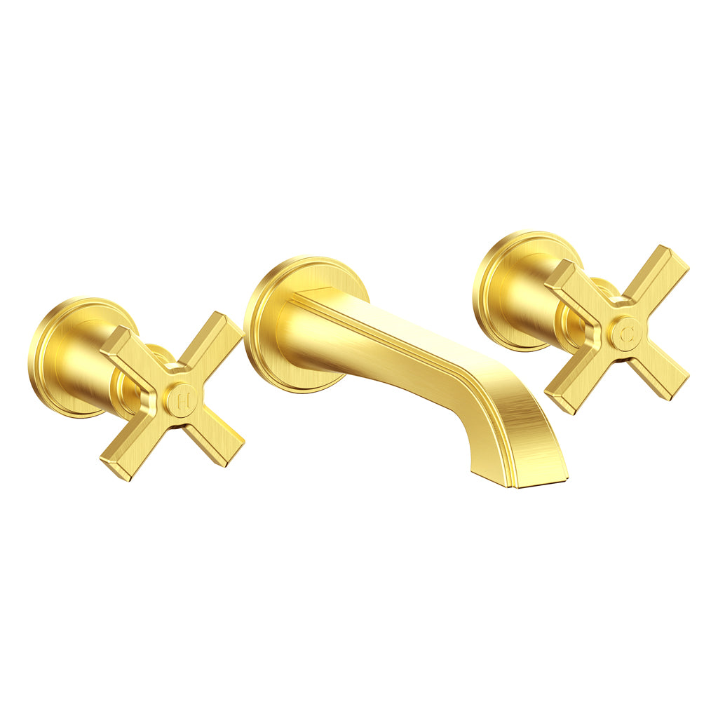 Vogt Zehn Wall Mount Lavatory Faucet - 4-Spoke Handle (Z4) / Brushed Gold