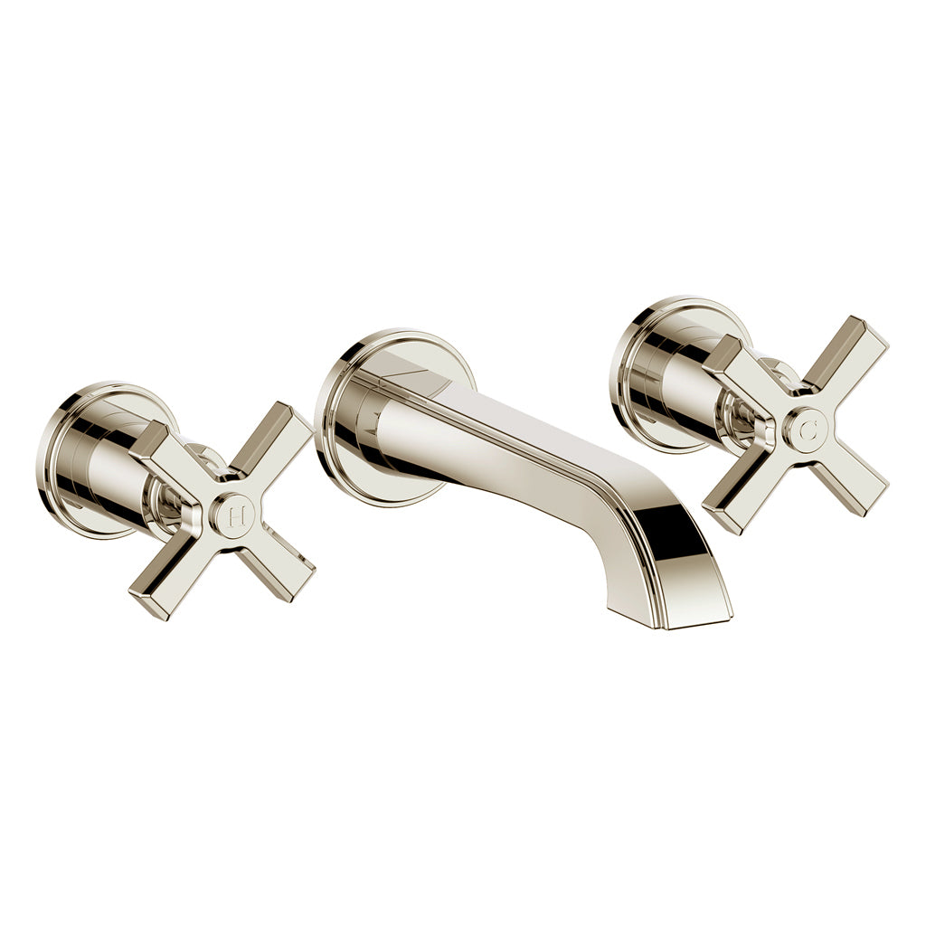 Vogt Zehn Wall Mount Lavatory Faucet - 4-Spoke Handle (Z4) / Polished Nickel