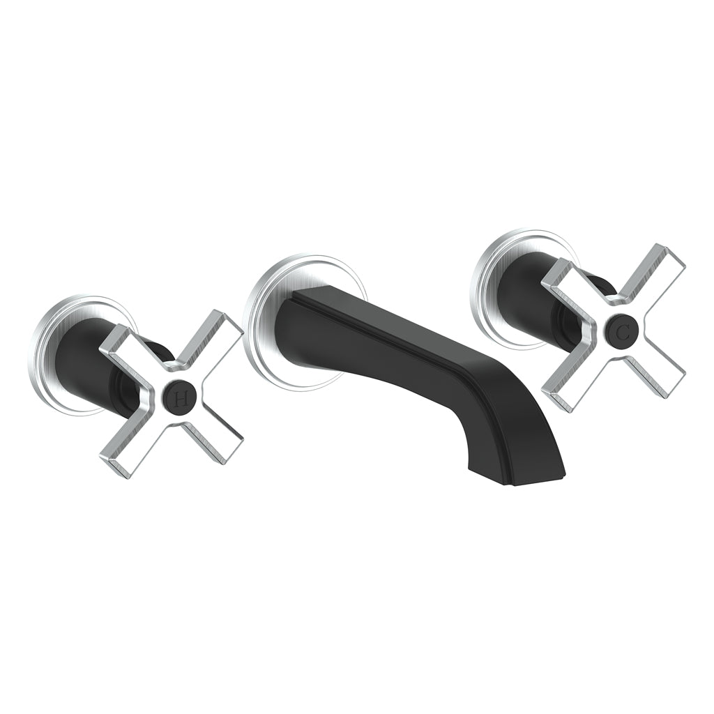 Vogt Zehn Wall Mount Lavatory Faucet - 4-Spoke Handle (Z4) / Stainless Steel/Matte Black