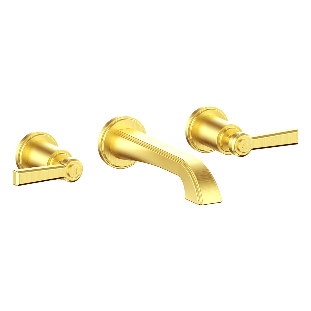 Vogt Zehn Wall Mount Lavatory Faucet - Lever Handle (Z1) / Brushed Gold