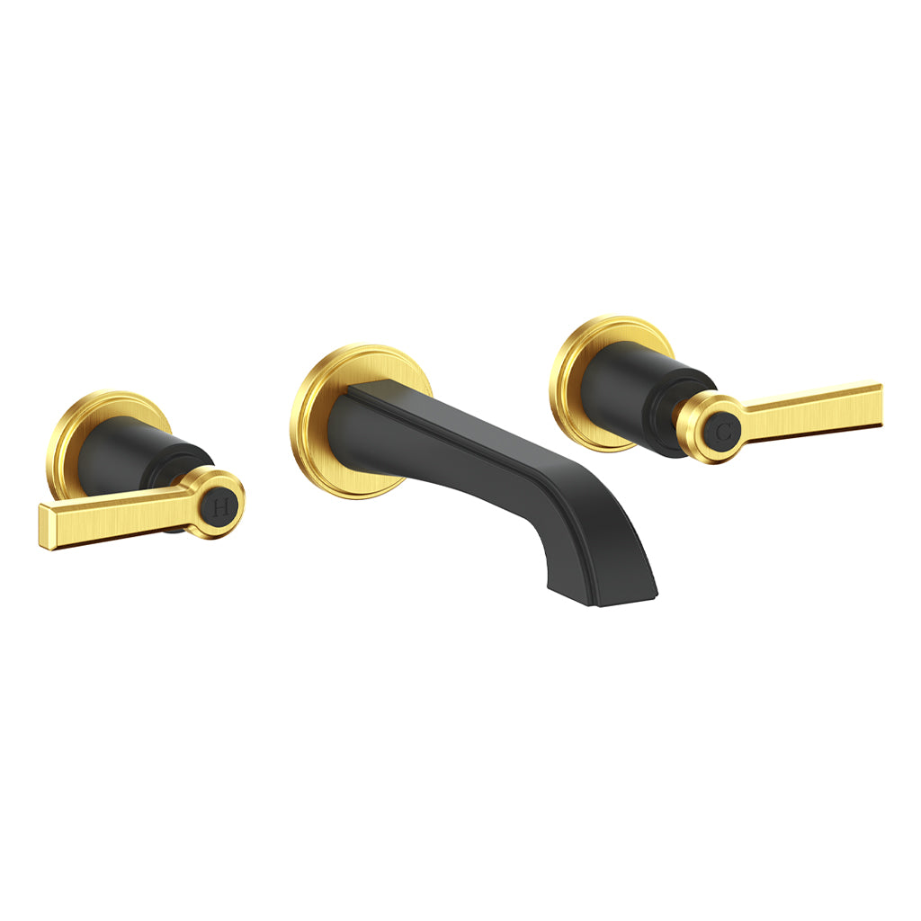 Vogt Zehn Wall Mount Lavatory Faucet - Lever Handle (Z1) / Brushed Gold/Matte Black