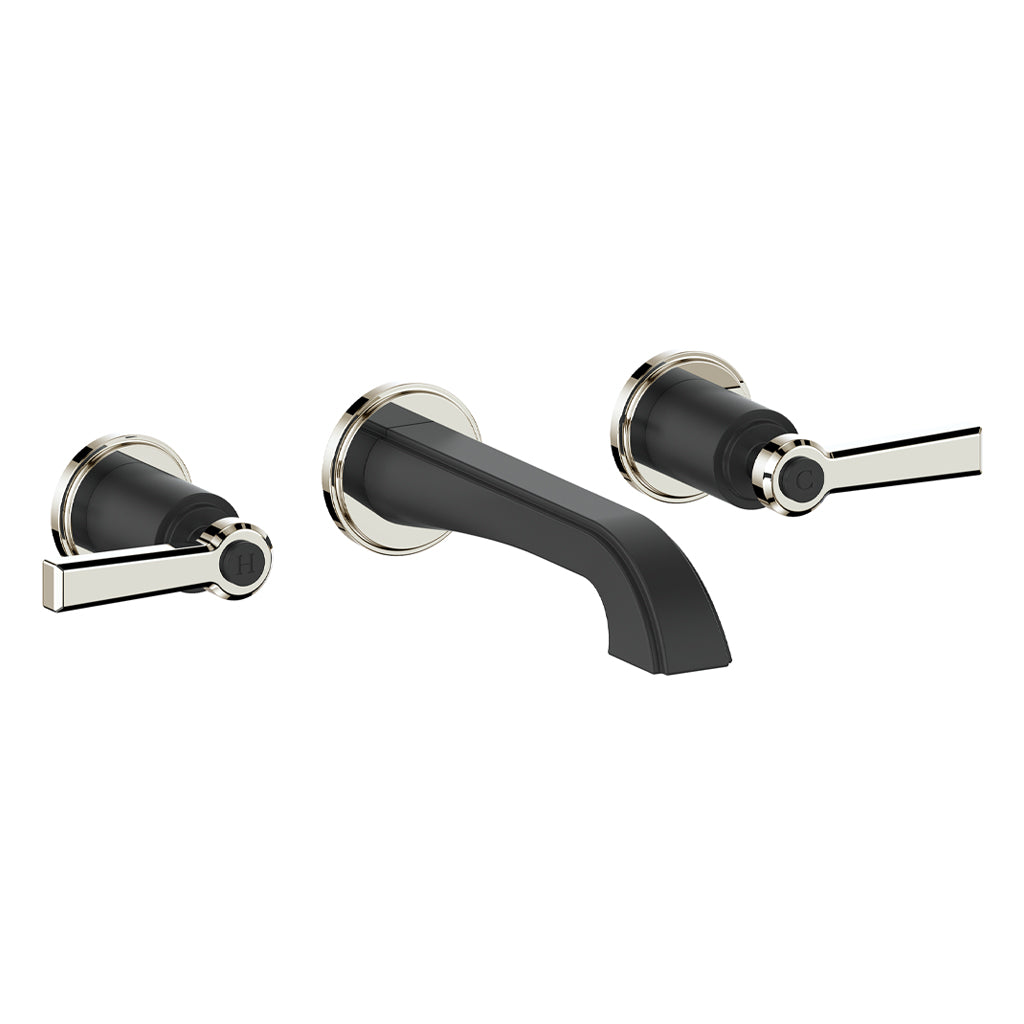 Vogt Zehn Wall Mount Lavatory Faucet - Lever Handle (Z1) / Polished Nickel/Matte Black