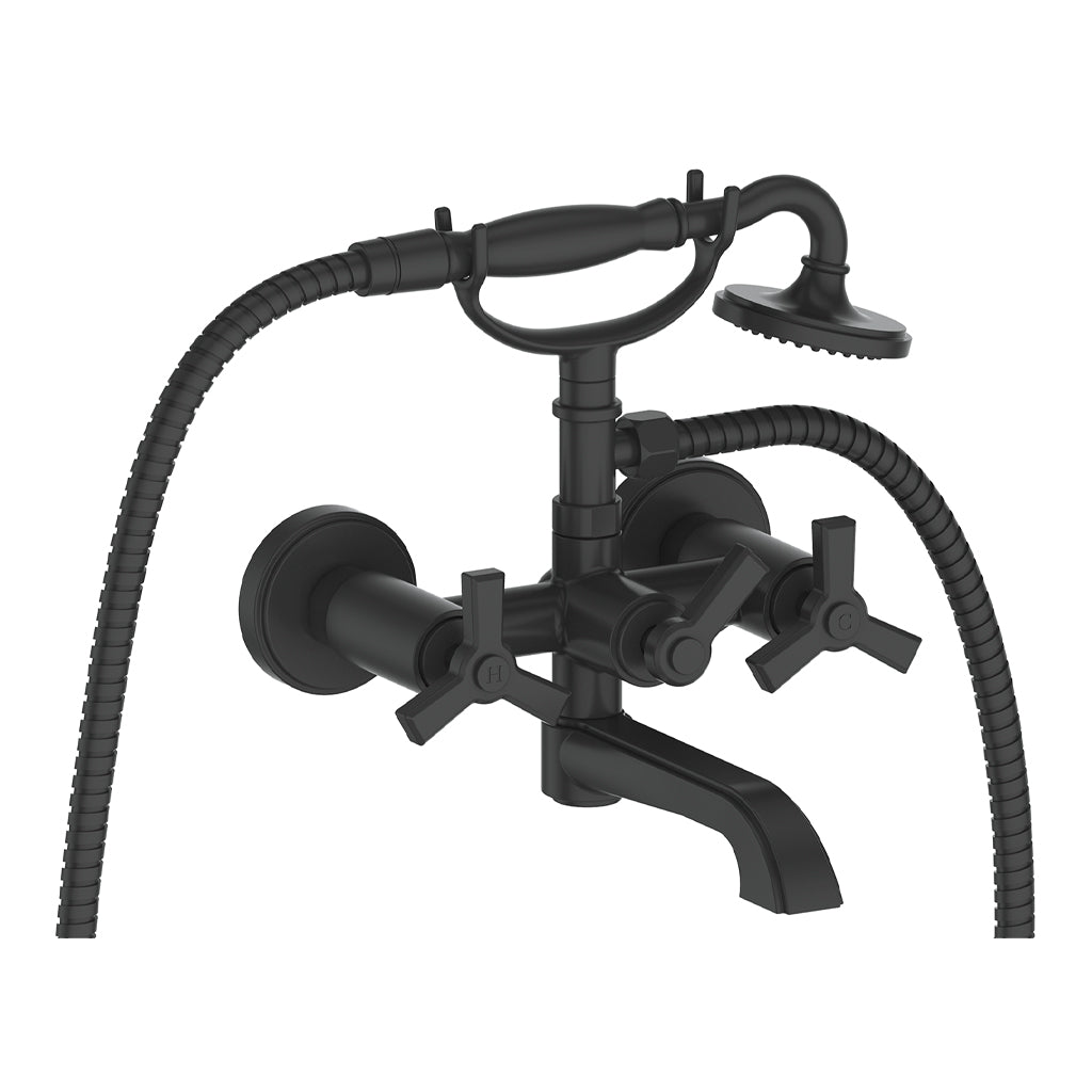 Vogt Zehn Wall Mount Tub Filler - 3-Spoke Handle (Z3) / Matte Black