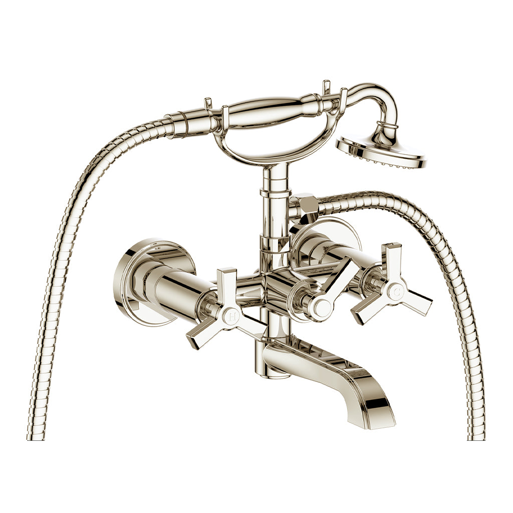 Vogt Zehn Wall Mount Tub Filler - 3-Spoke Handle (Z3) / Polished Nickel
