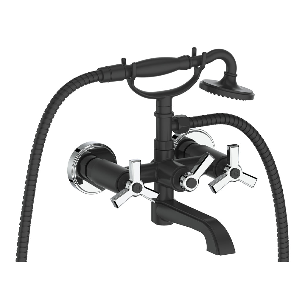 Vogt Zehn Wall Mount Tub Filler - 3-Spoke Handle (Z3) / Chrome/Matte Black