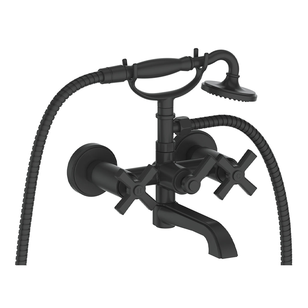 Vogt Zehn Wall Mount Tub Filler - 4-Spoke Handle (Z4) / Matte Black
