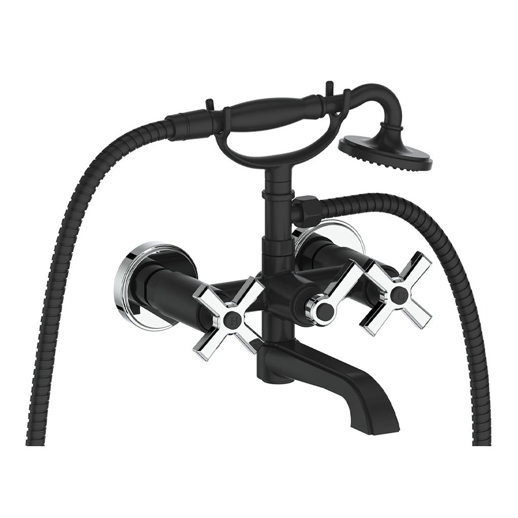 Vogt Zehn Wall Mount Tub Filler - 4-Spoke Handle (Z4) / Chrome/Matte Black