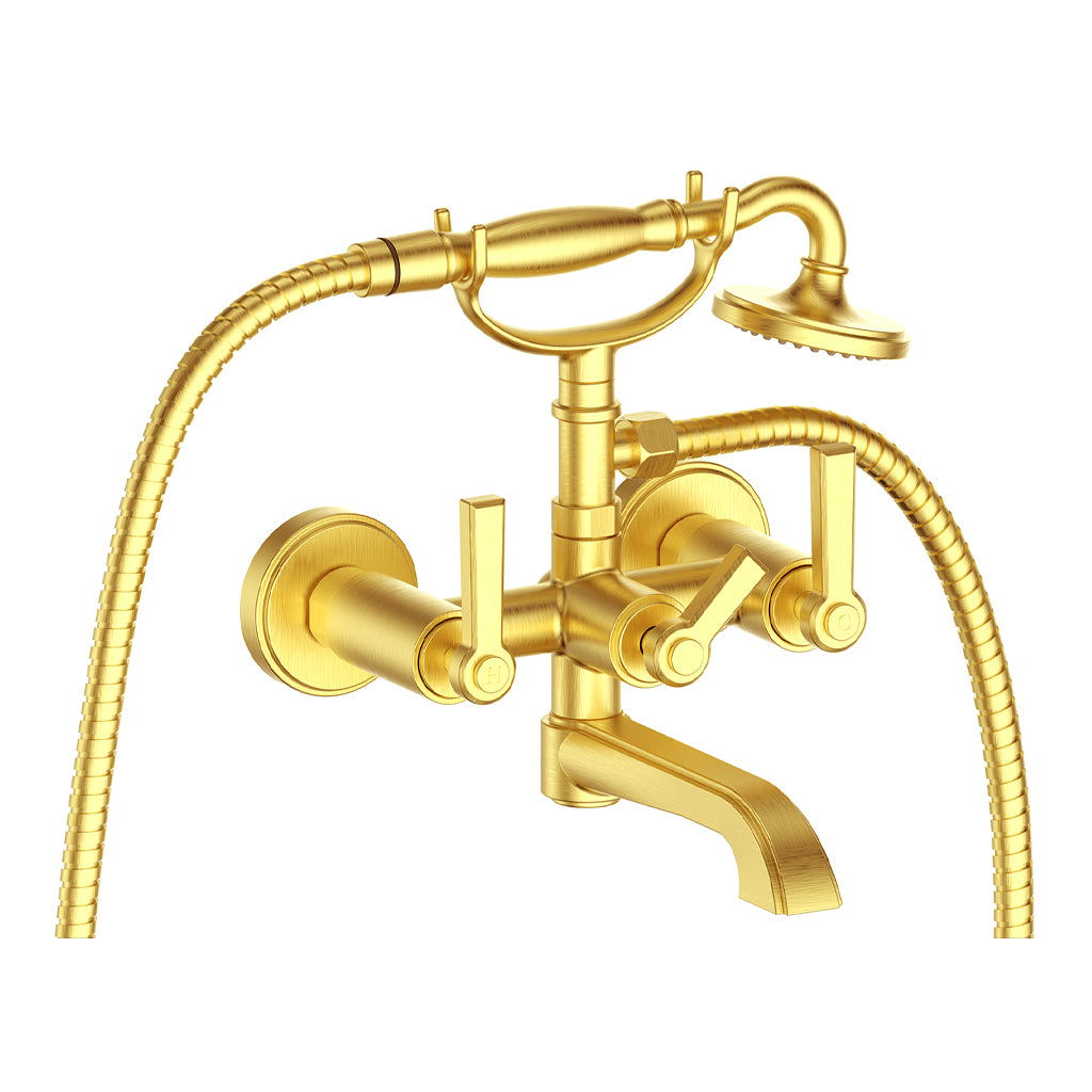 Vogt Zehn Wall Mount Tub Filler - Lever Handle (Z1) / Brushed Gold