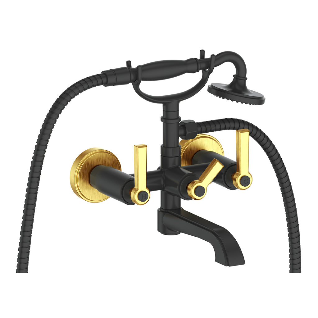 Vogt Zehn Wall Mount Tub Filler - Lever Handle (Z1) / Brushed Gold/Matte Black