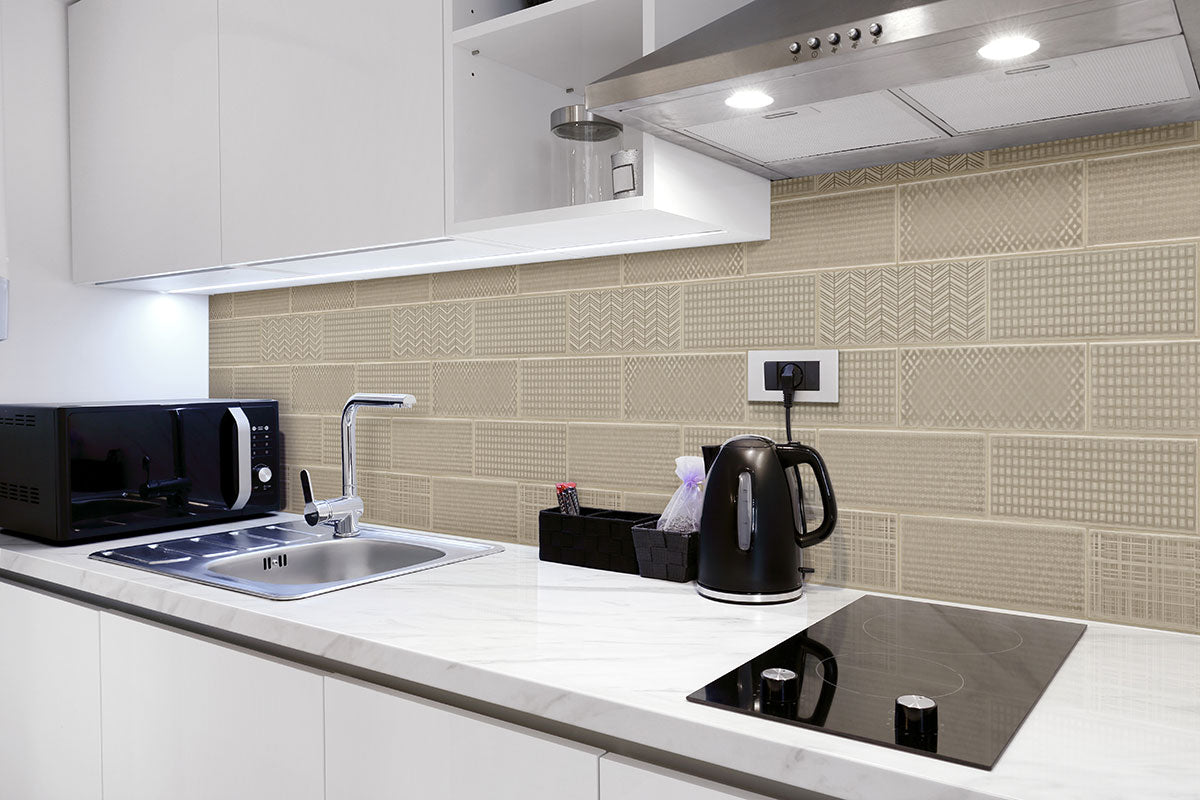 MSI Urbano Warm Concrete 3D Mix 4 x 12 Glossy Ceramic tile (NURBWARCONMIX4X12) – MSI room scene (kitchen)