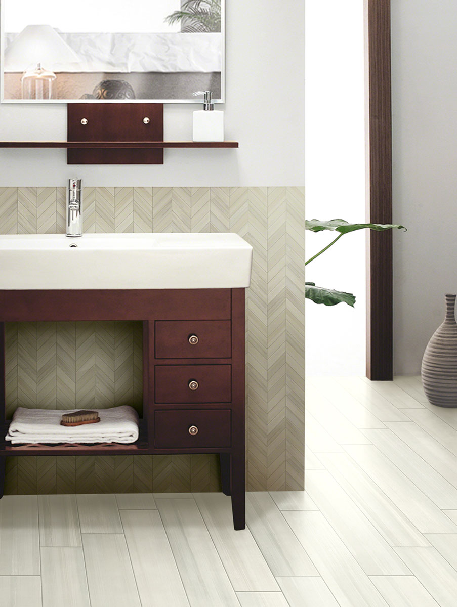 MSI Watercolor Bianco Chevron 12 x 15 Matte Porcelain mosaic (NWATBIACHE12X15-N) – MSI room scene
