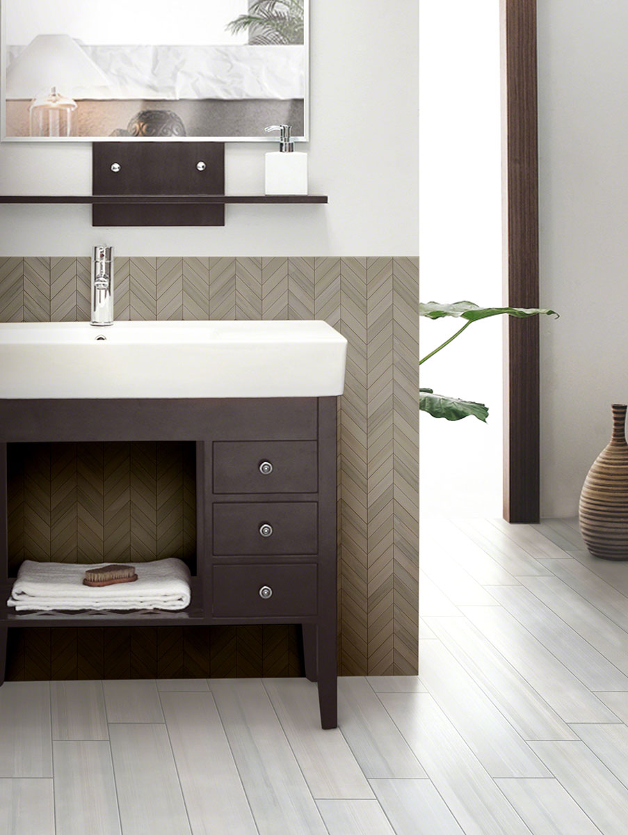MSI Watercolor Grigio Chevron 12 x 15 Matte Porcelain mosaic (NWATGRICHE12X15-N) – MSI room scene
